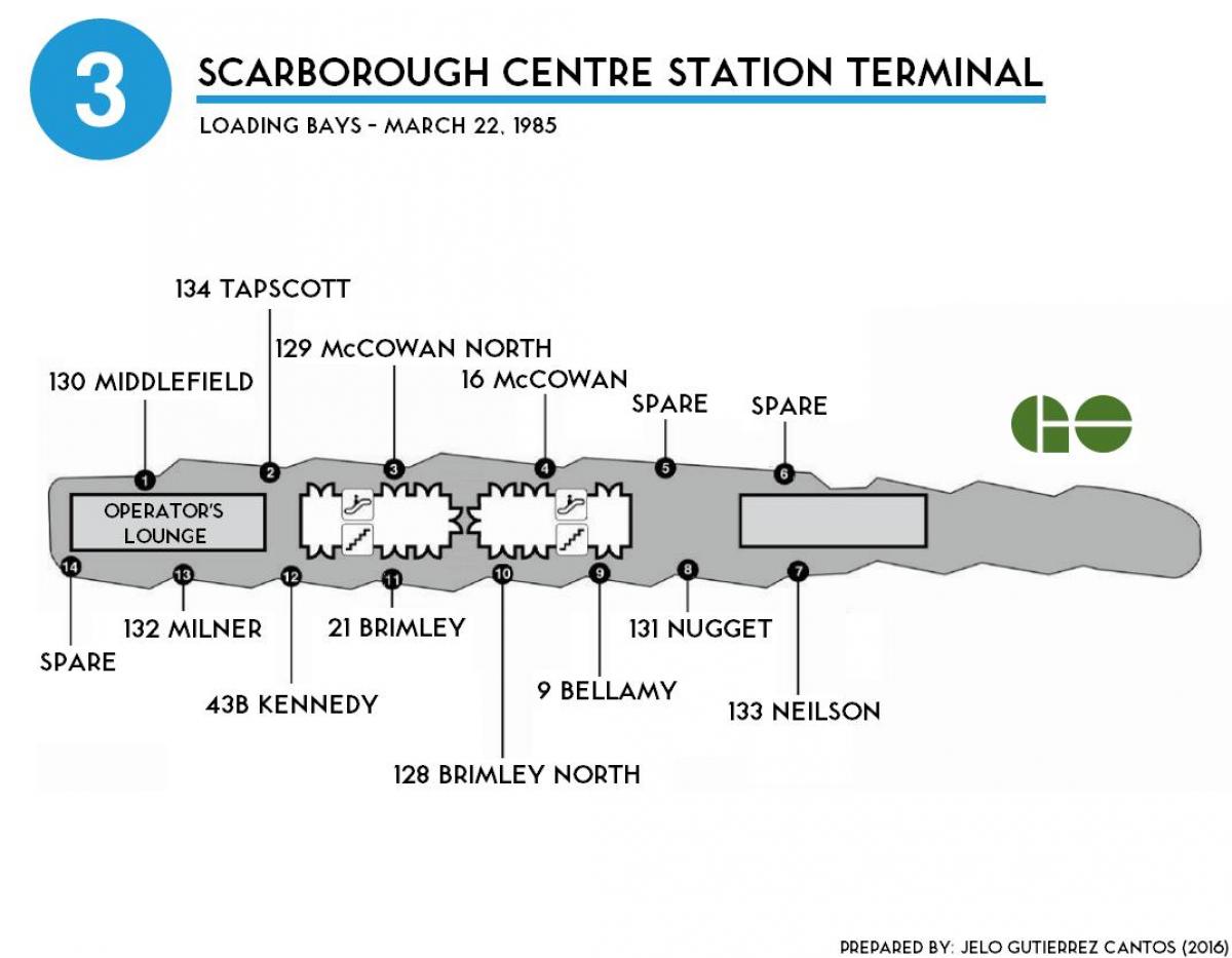 Mapa Toronto Scarborough centre station terminálu