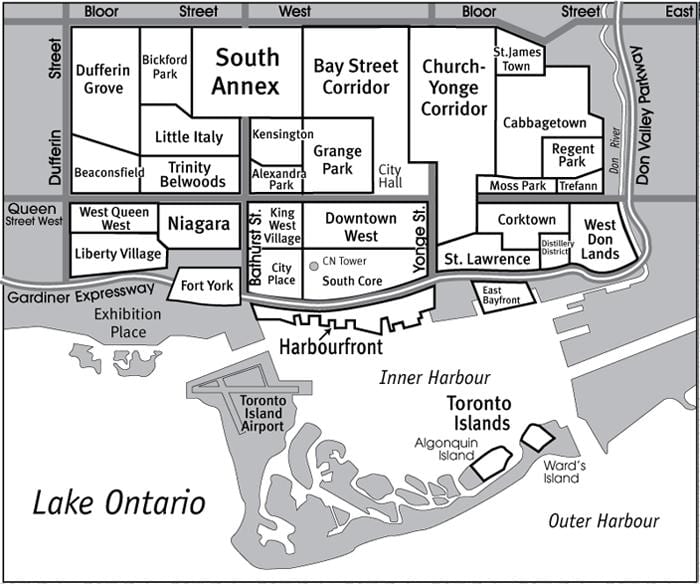 Mapa Toronto Sousedství průvodce