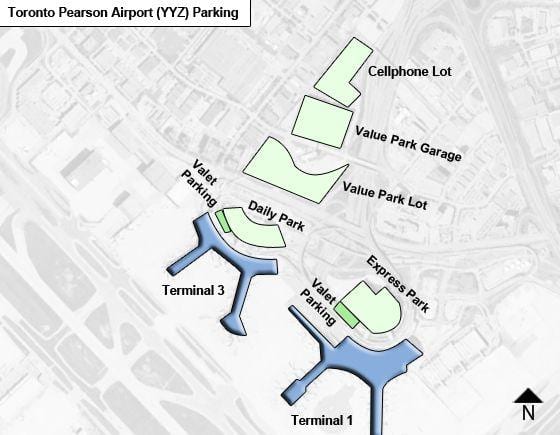 Mapa Toronto letiště Pearson parkoviště