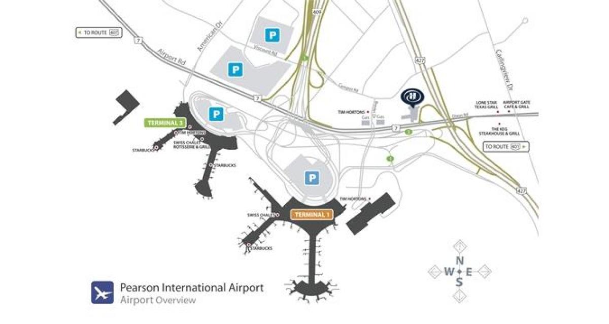 Mapa Toronto letiště pearson přehled
