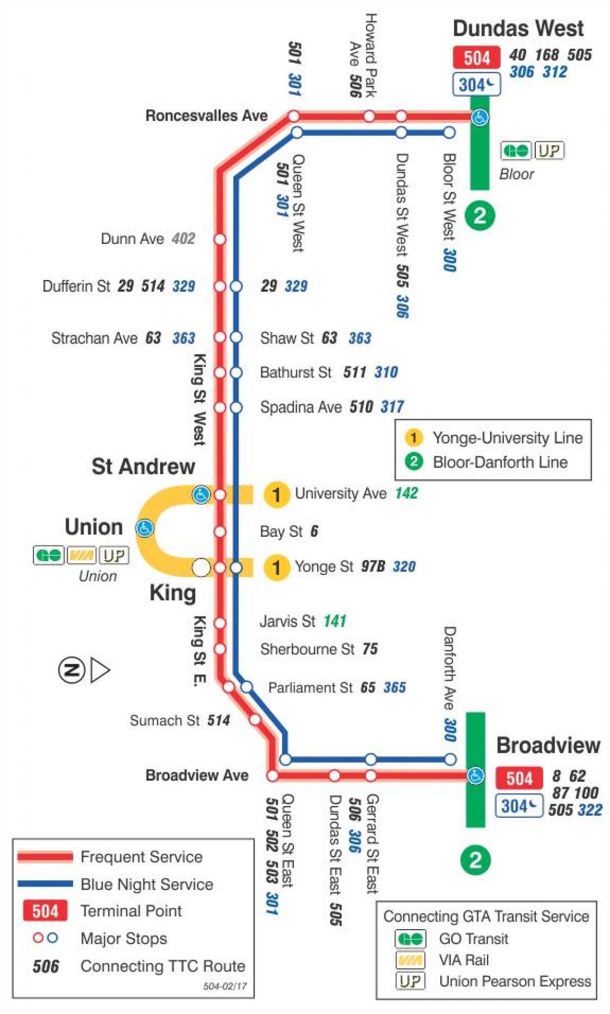 Mapa tramvajová linka 504 Král