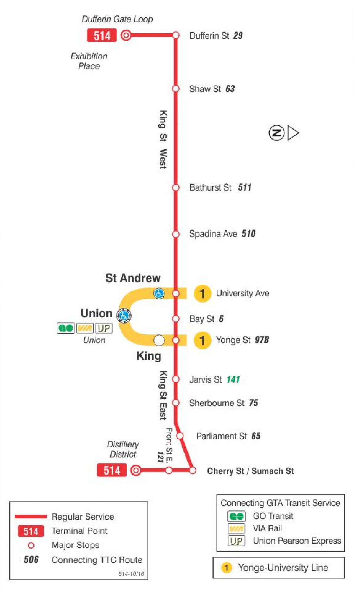 Mapa tramvajová linka 514 Cherry