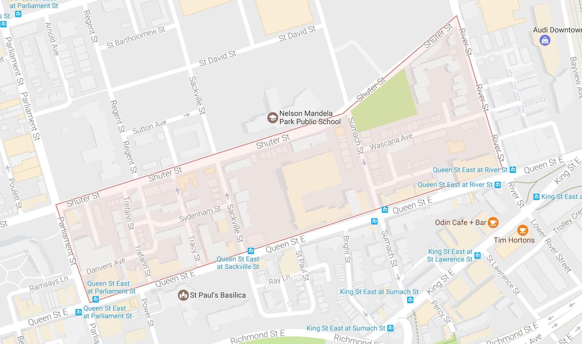 Mapa Trefann Soudu sousedství Toronta