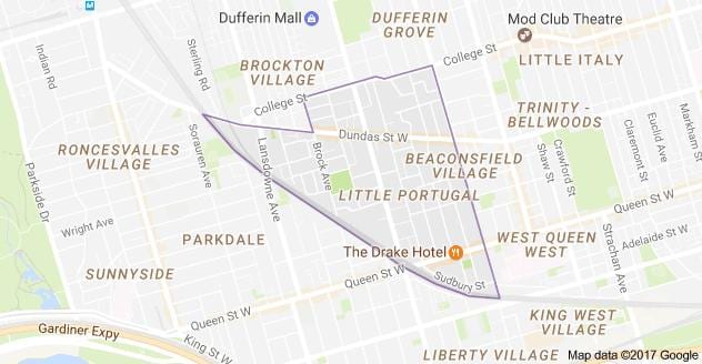 Mapa Little Portugal Toronto