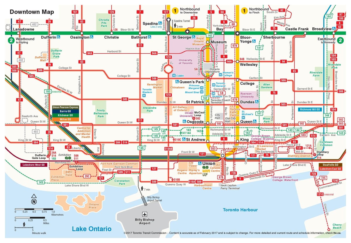 Mapa TTC downtown
