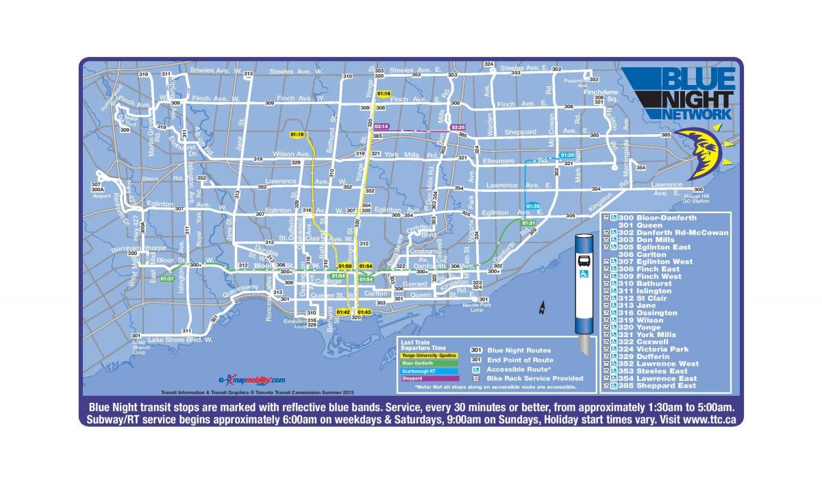 Mapa TTC blue night sítě