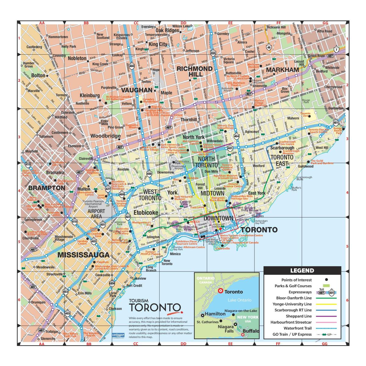 Mapa Turistických Toronto