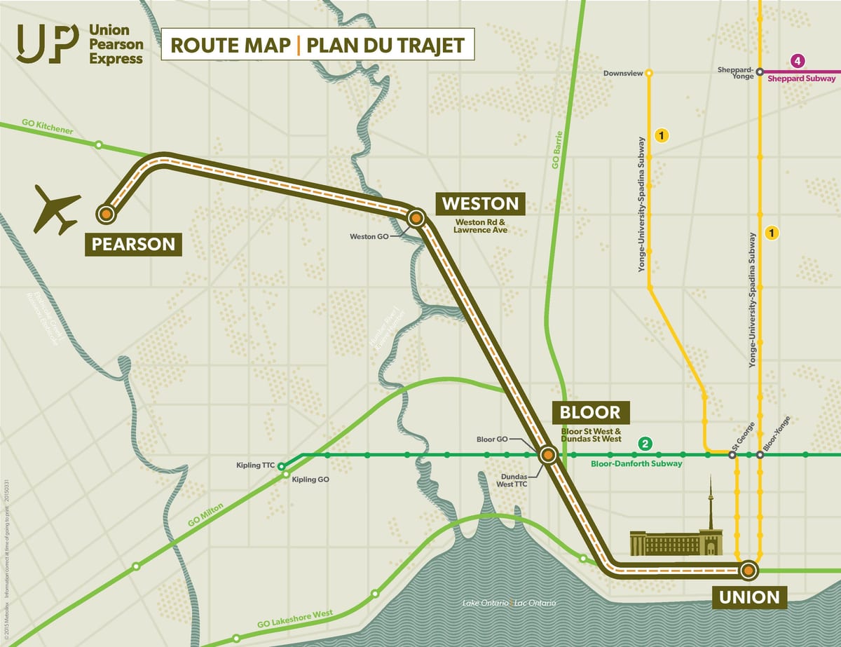 Mapa Unie Pearson Express