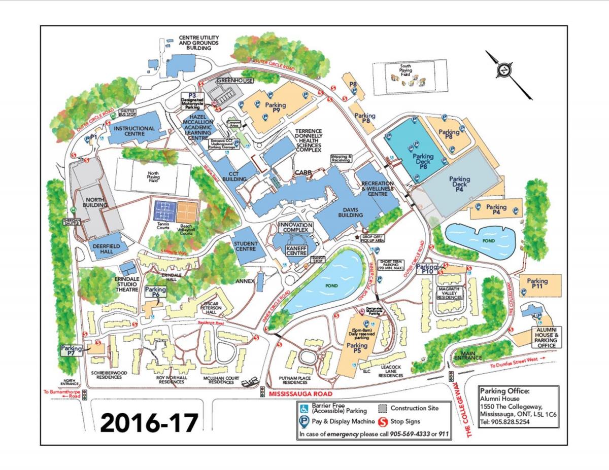Mapa z university of Toronto Mississauga parkoviště