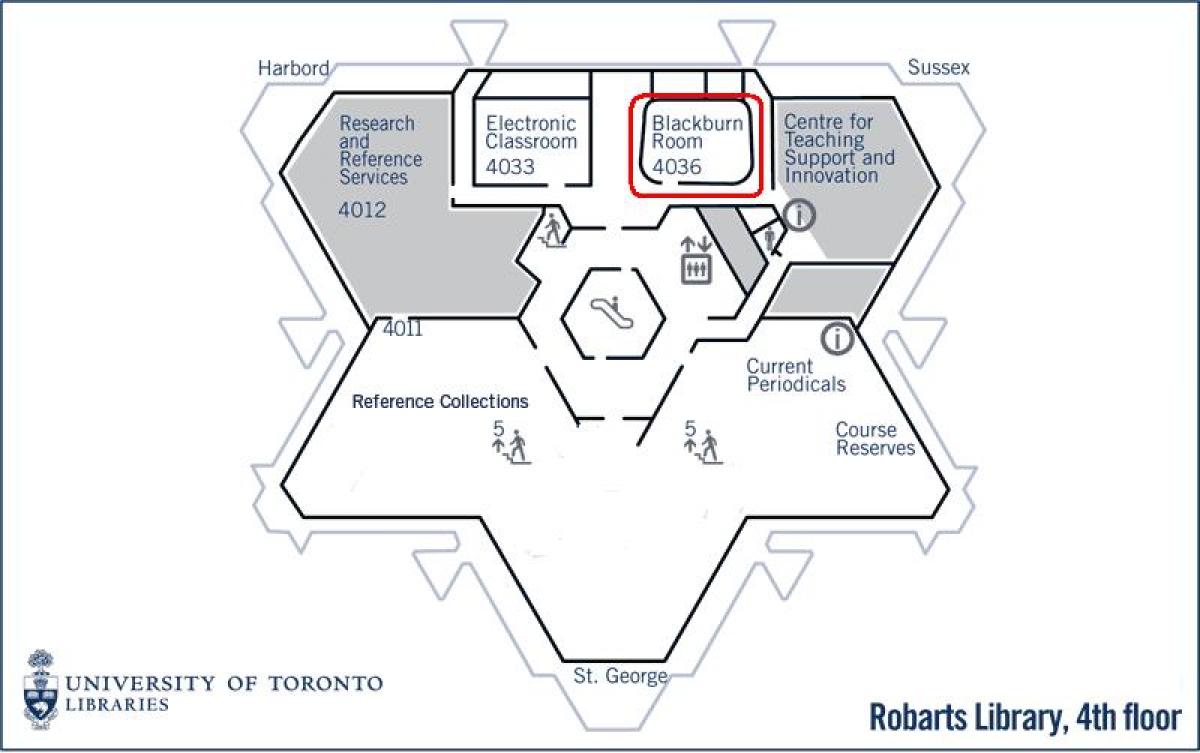 Mapa z university of Toronto Robarts library blackburn pokoj