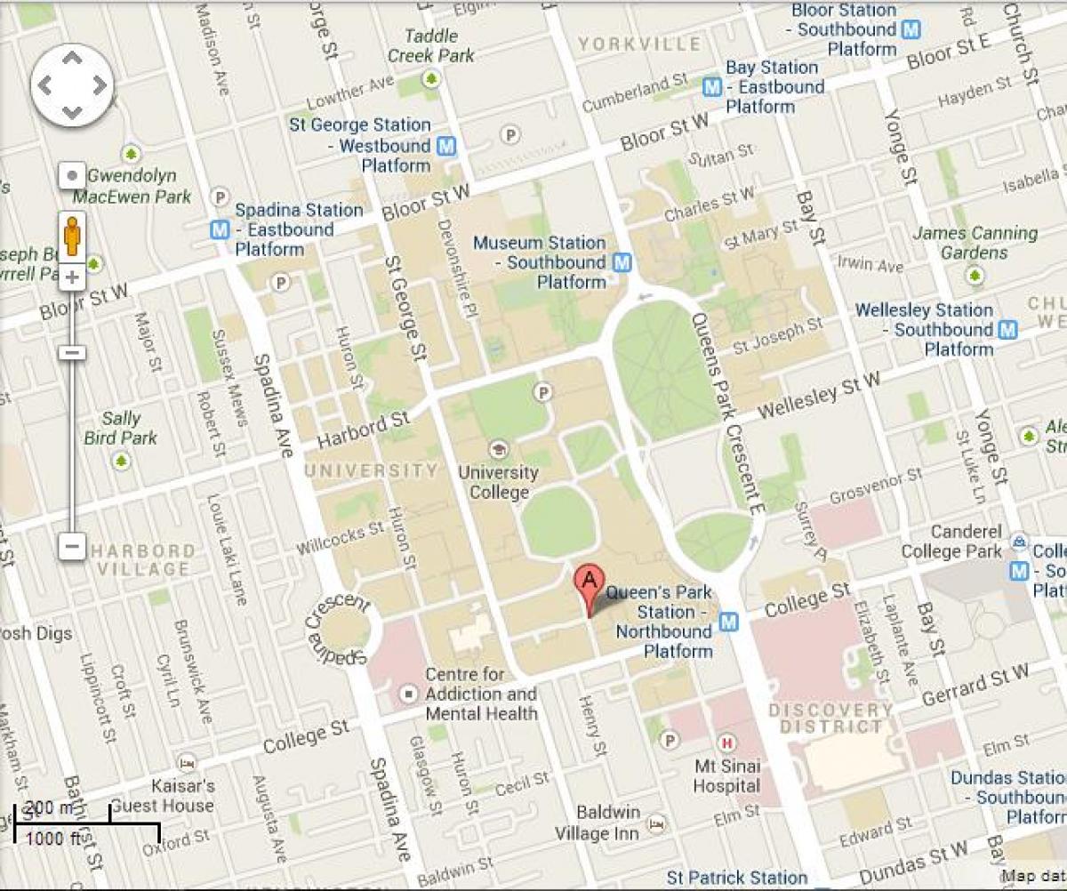 Mapa z university of Toronto St George