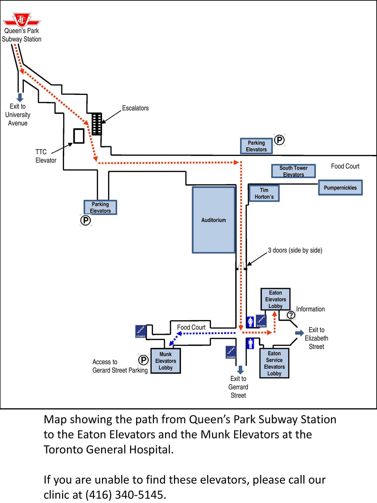 Mapa General Hospital cestu Toronto