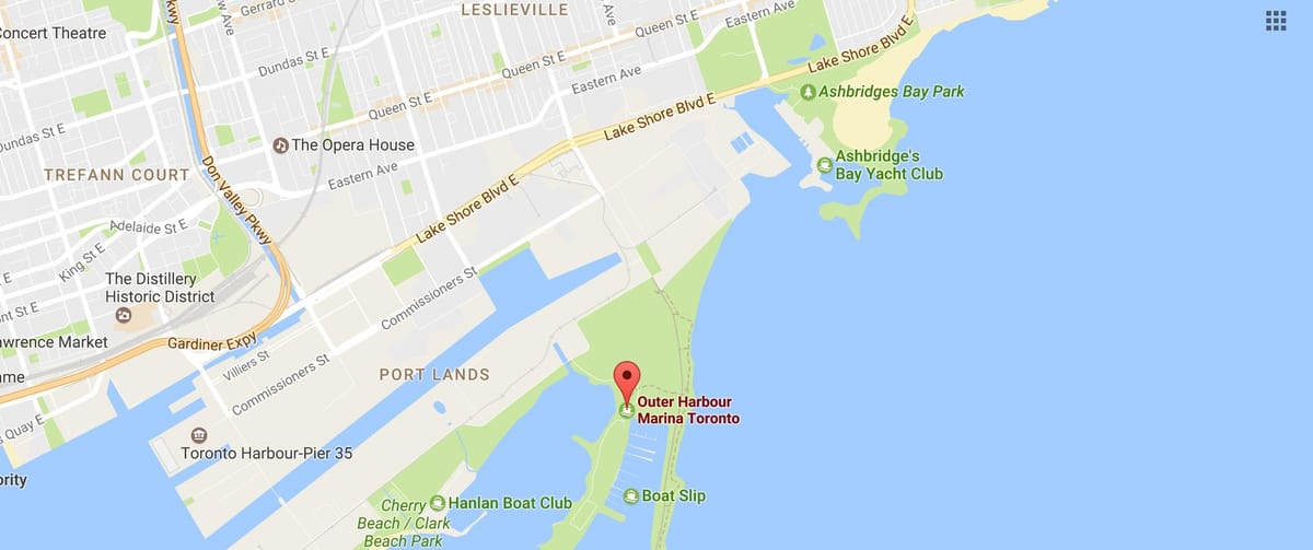 Mapa Vnějšího přístavu marina Toronto
