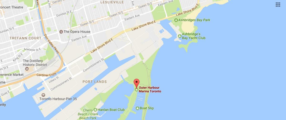 Mapa Vnějšího přístavu marina Toronto