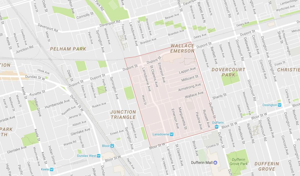 Mapa Wallace Emerson sousedství Toronta