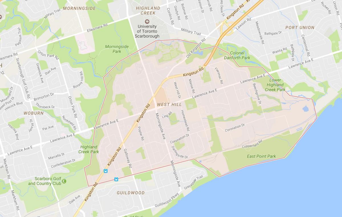 Mapa West Hill sousedství Toronta