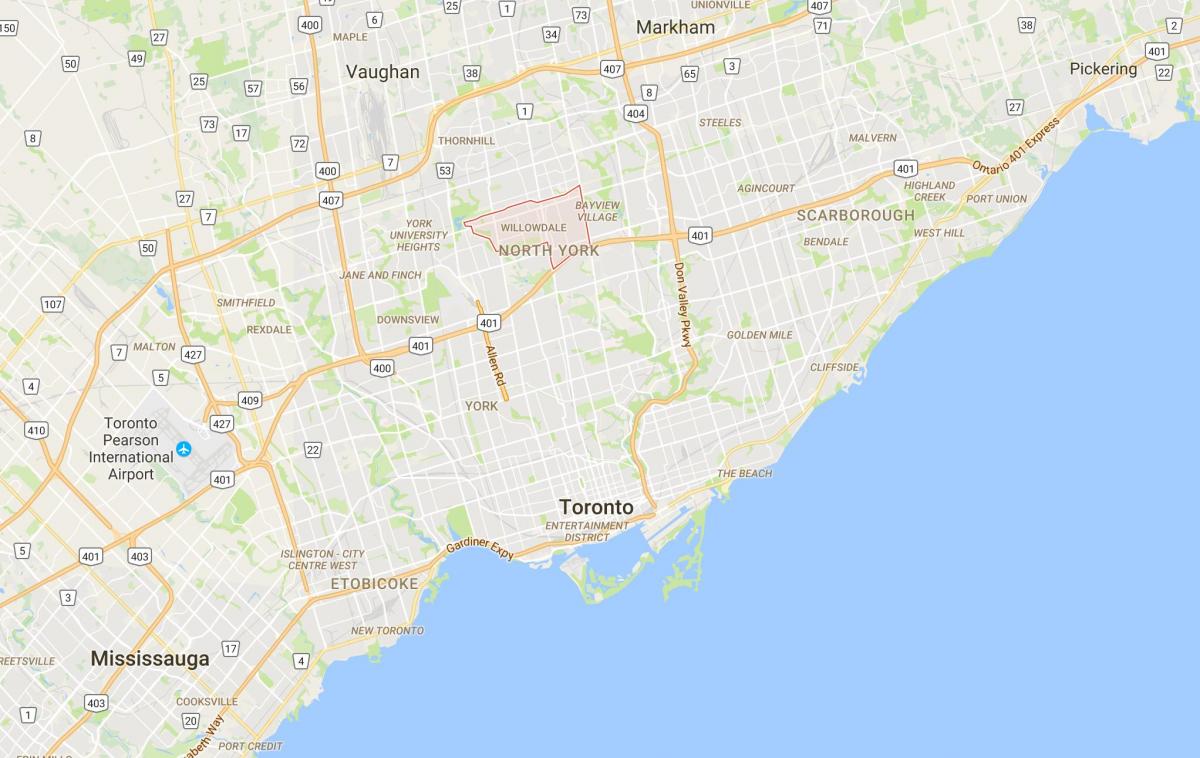 Mapa Willowdale district Toronto