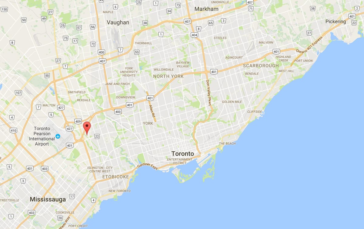 Mapa Willowridge district Toronto