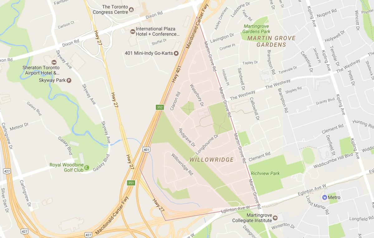 Mapa Willowridge sousedství Toronta