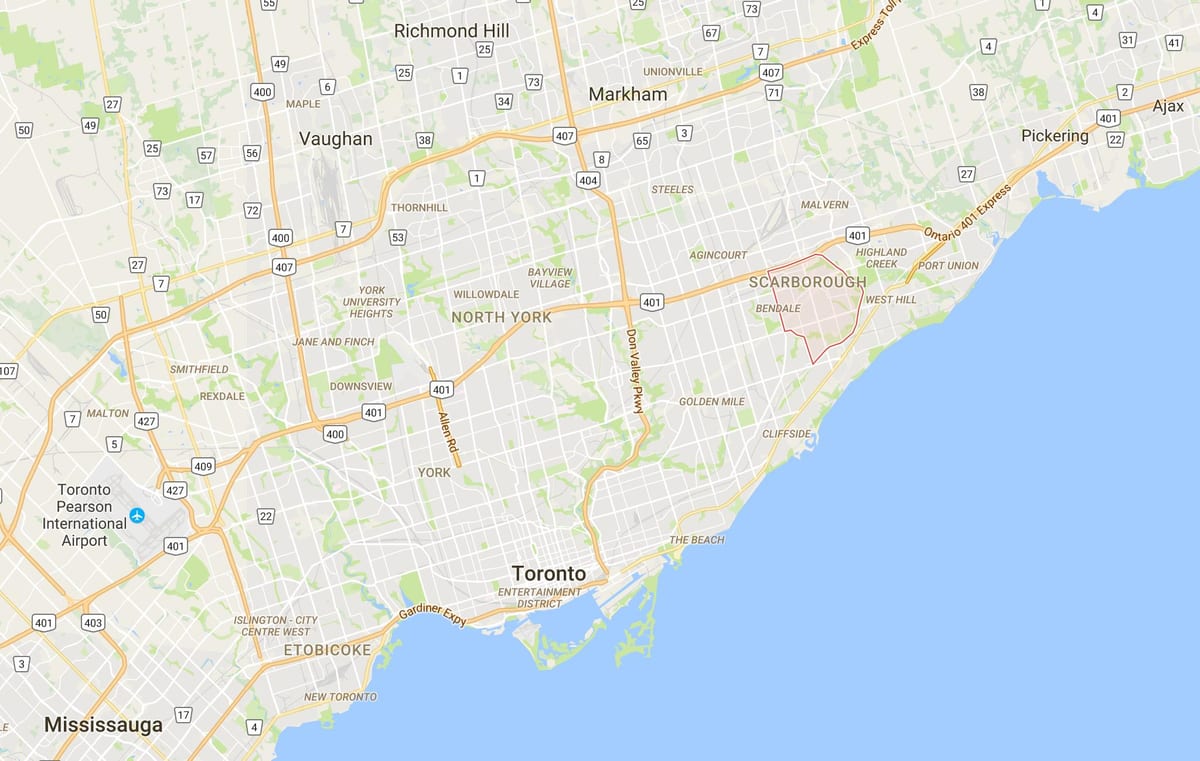 Mapa Woburn district Toronto