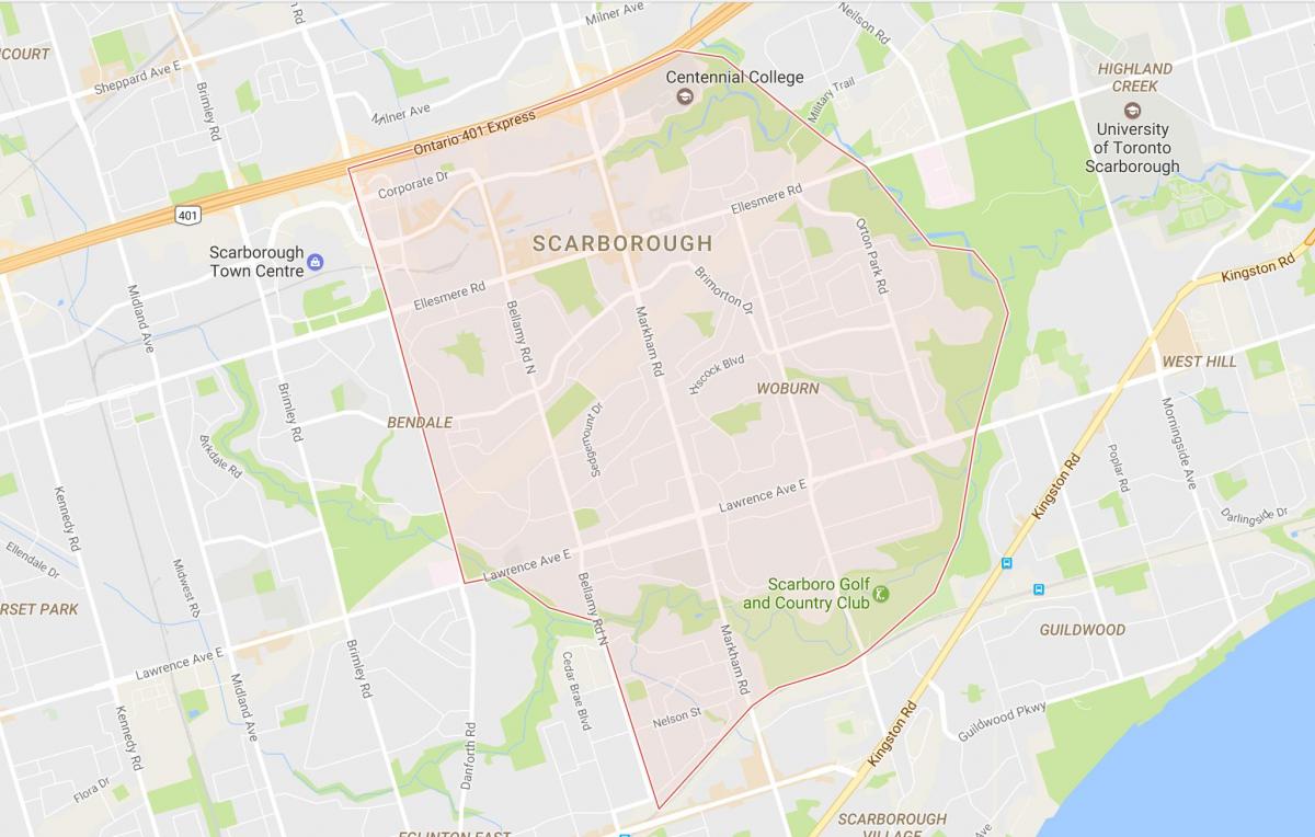 Mapa Woburn sousedství Toronta