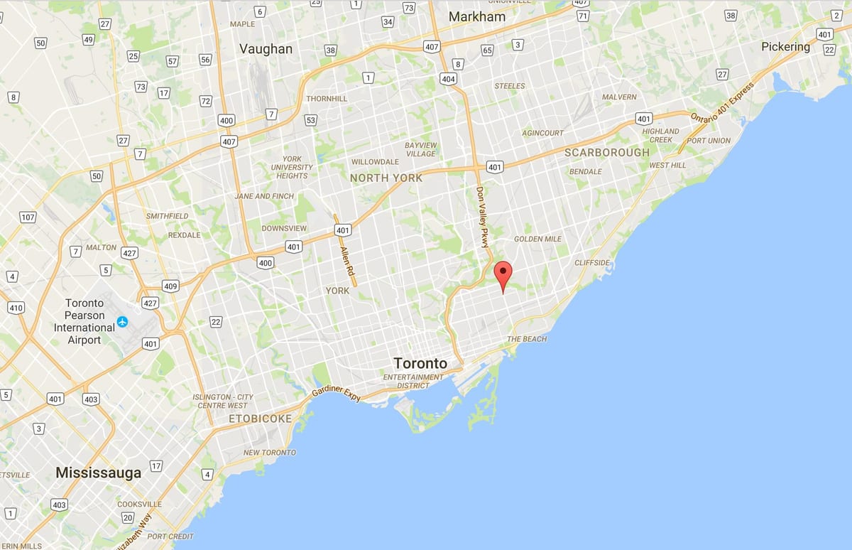 Mapa Woodbine Heightsdistrict Toronto