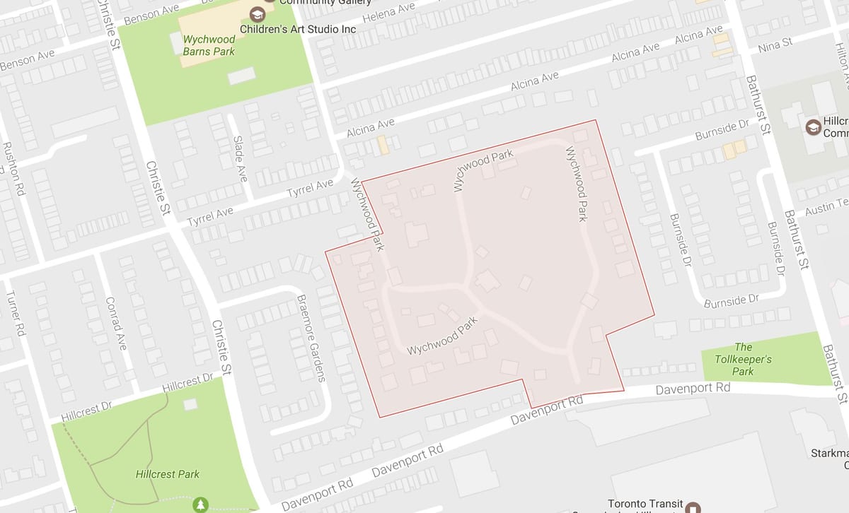 Mapa Wychwood Park sousedství Toronta