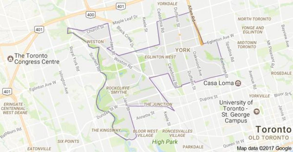 Mapa York, Toronto, Kanada