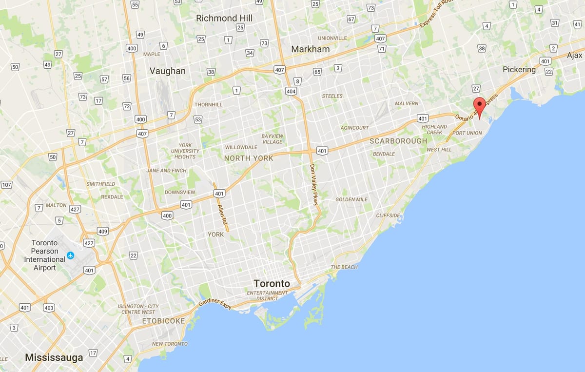 Mapa Západní Rouge district Toronto