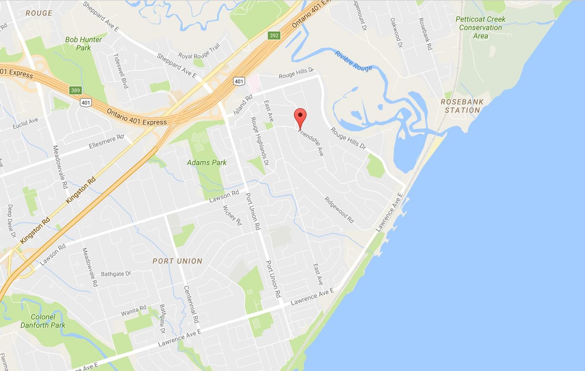 Mapa Západní Rouge sousedství Toronta