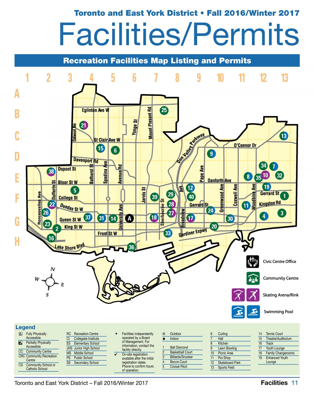 Mapa zařízení rekreace Toronto