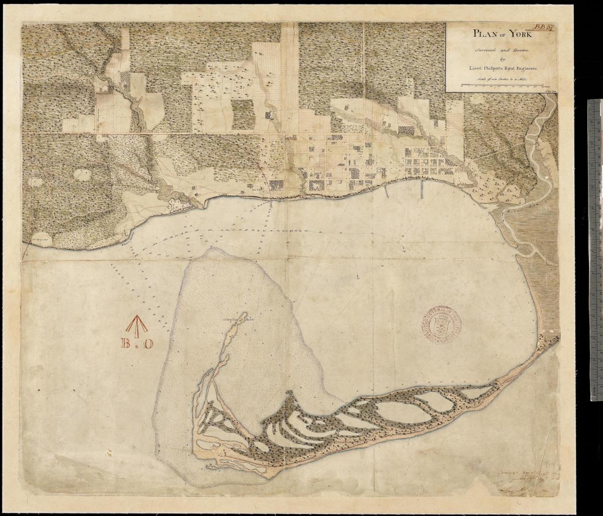 Mapa země York Toronto je první centure 1787-1884