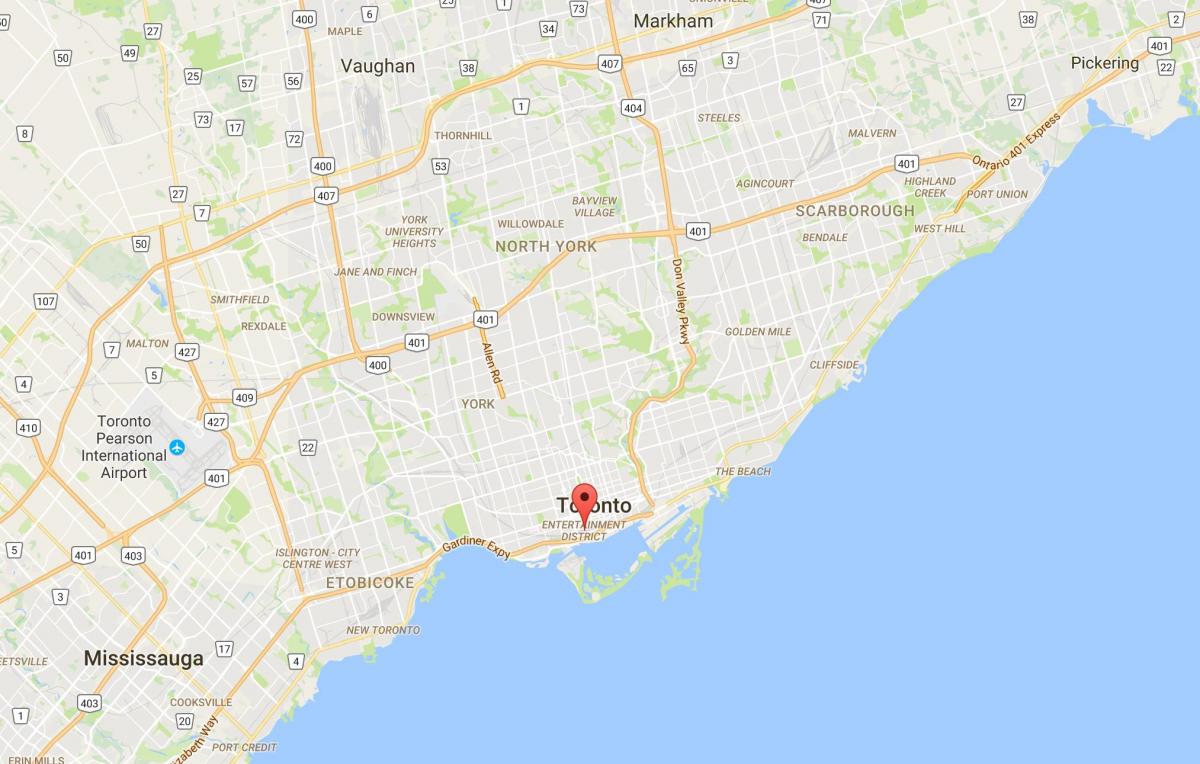 Mapa Zábavní Čtvrti district Toronto