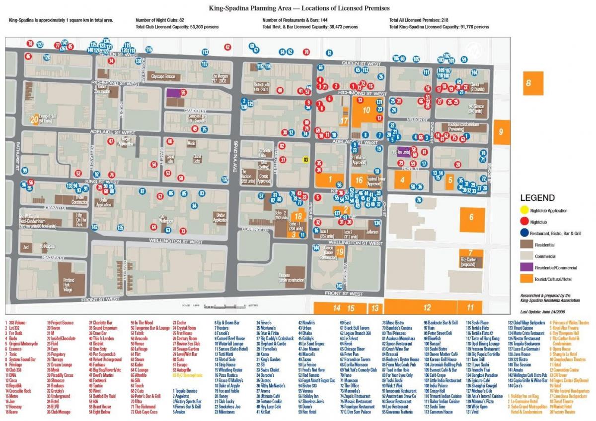 Mapa Zábavní Čtvrti v Torontu informace