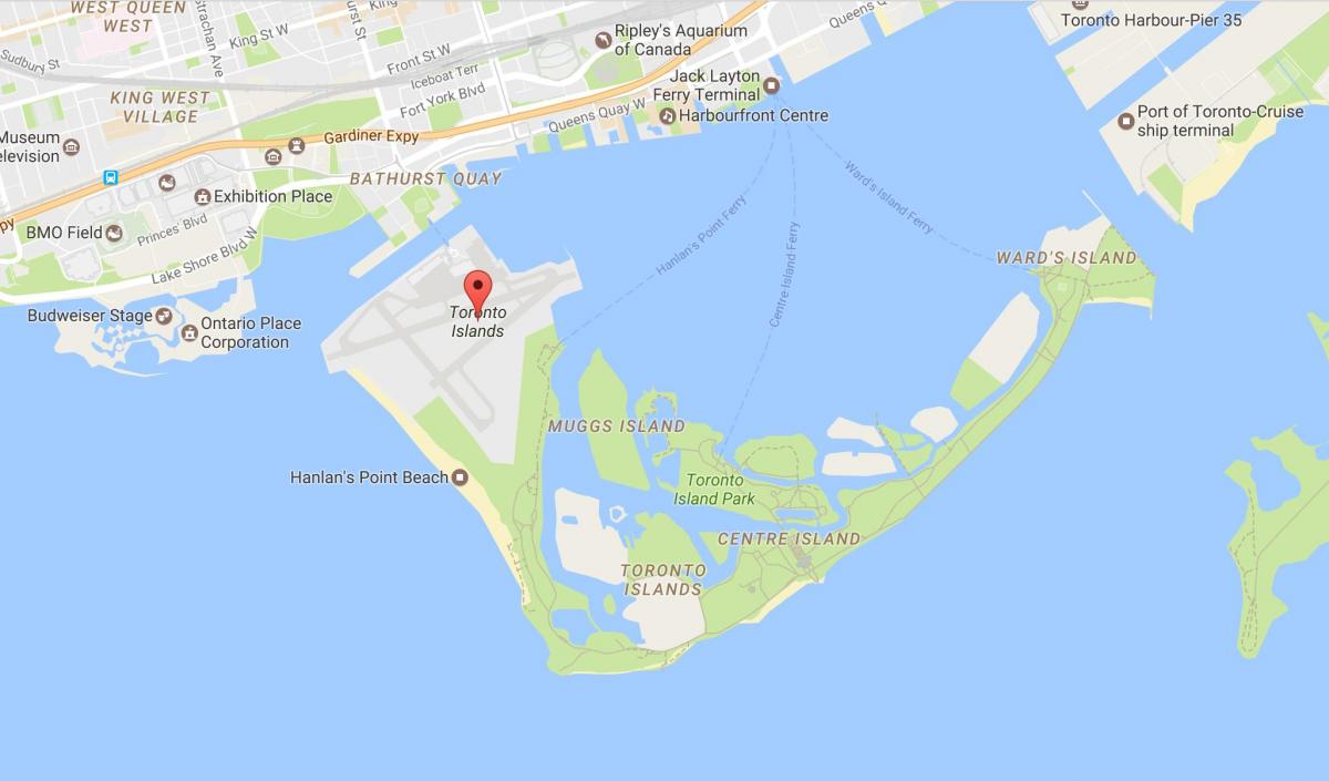 Mapa okolí Toronto Ostrovy sousedství Toronta
