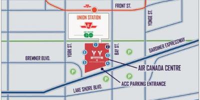 Mapa Air Canada Centre parkoviště - ACC