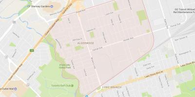 Mapa Alderwood Parkview sousedství Toronta