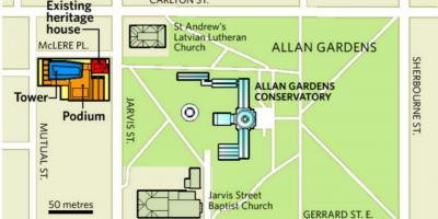 Mapa Allan Gardens, Toronto