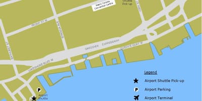 Mapa Billy Bishop parkování na letišti