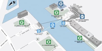 Mapa Billy Bishop parkoviště