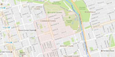 Mapa Cabbagetown sousedství Toronta
