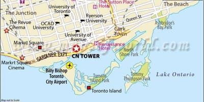 Mapa CN tower v Torontu
