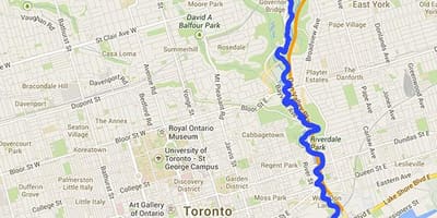 Mapa řeky Don Toronto