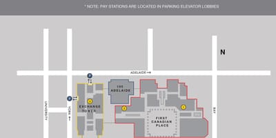Mapa First canadian place Toronto parkování