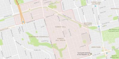 Mapa Forest Hill sousedství Toronta