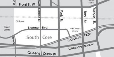 Mapa Jižní Jádro Toronto