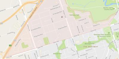 Mapa Kingsview Village sousedství Toronta