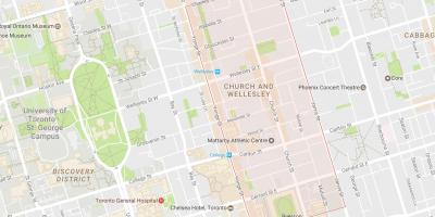 Mapa Kostel a Wellesley sousedství Toronta
