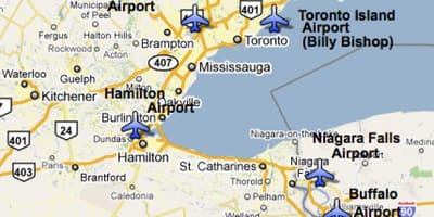 Mapa Letiště v blízkosti Toronto