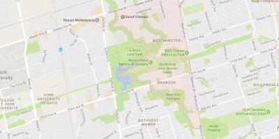 Mapa Londýn–Branson sousedství Toronta